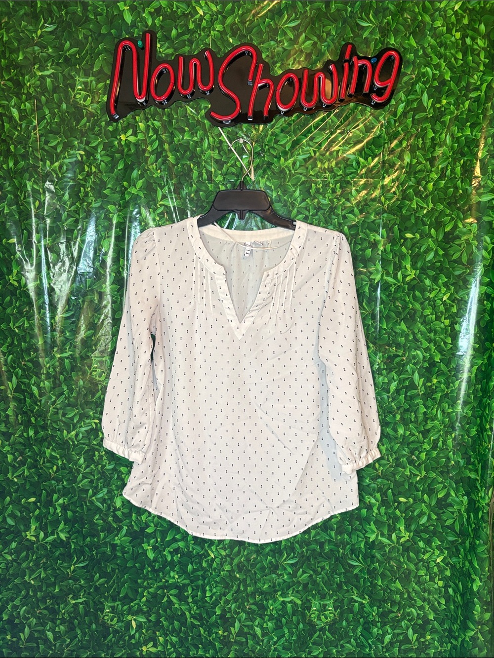 Elle Cream Blouse with Tiny Black Dot Print